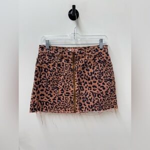 We The Free Leopard Print A-Line Cotton Skirt